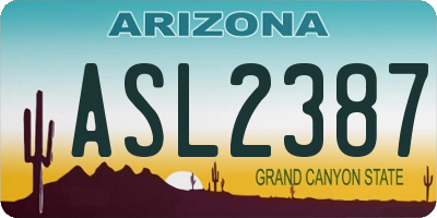 AZ license plate ASL2387