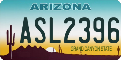 AZ license plate ASL2396