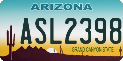 AZ license plate ASL2398