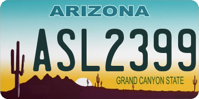 AZ license plate ASL2399