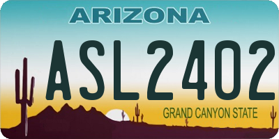 AZ license plate ASL2402