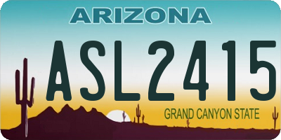 AZ license plate ASL2415