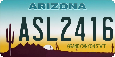AZ license plate ASL2416