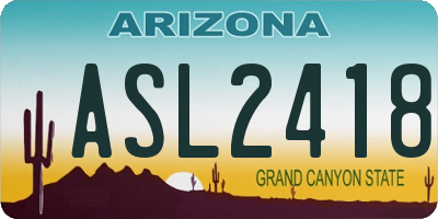 AZ license plate ASL2418
