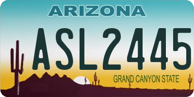 AZ license plate ASL2445