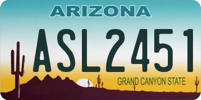 AZ license plate ASL2451