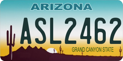 AZ license plate ASL2462