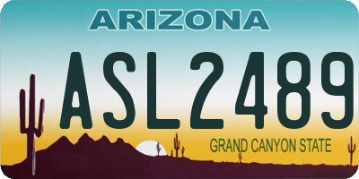 AZ license plate ASL2489