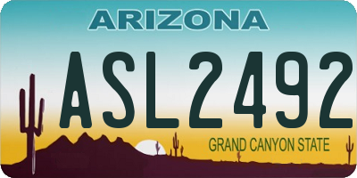AZ license plate ASL2492