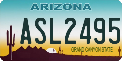 AZ license plate ASL2495