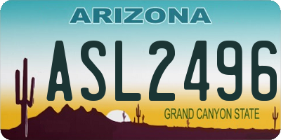 AZ license plate ASL2496