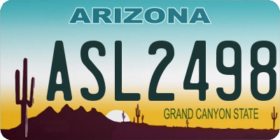 AZ license plate ASL2498