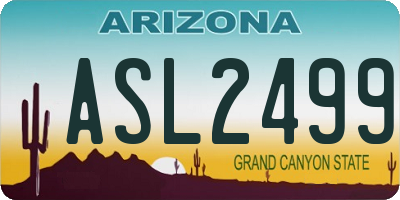 AZ license plate ASL2499