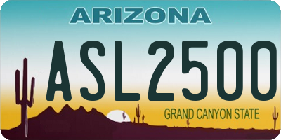 AZ license plate ASL2500
