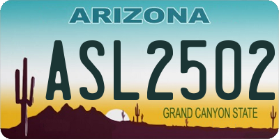 AZ license plate ASL2502