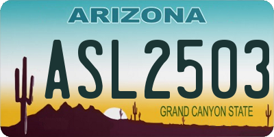AZ license plate ASL2503