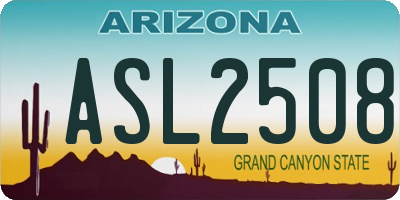AZ license plate ASL2508