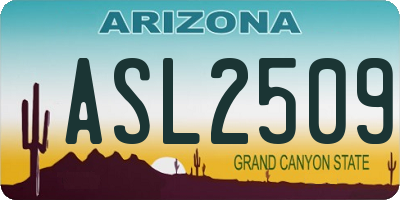 AZ license plate ASL2509