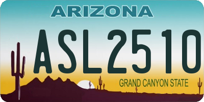 AZ license plate ASL2510