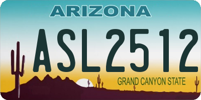 AZ license plate ASL2512