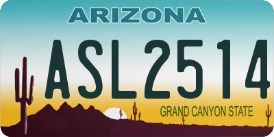 AZ license plate ASL2514