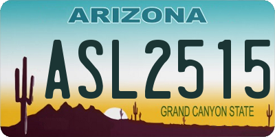 AZ license plate ASL2515