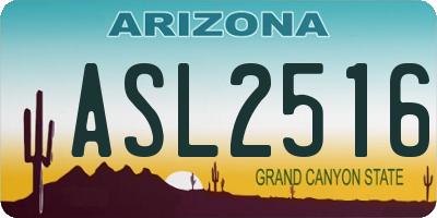 AZ license plate ASL2516