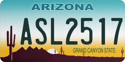 AZ license plate ASL2517