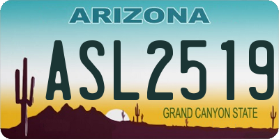AZ license plate ASL2519