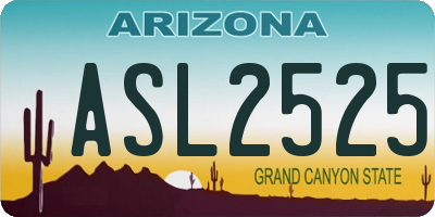 AZ license plate ASL2525