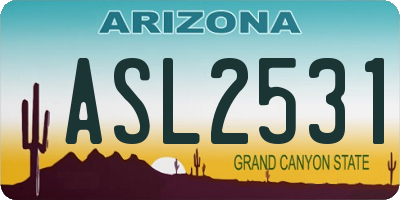 AZ license plate ASL2531