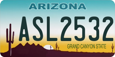 AZ license plate ASL2532