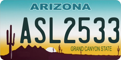 AZ license plate ASL2533