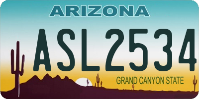 AZ license plate ASL2534