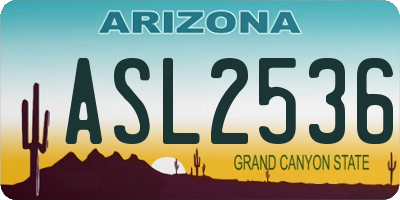 AZ license plate ASL2536