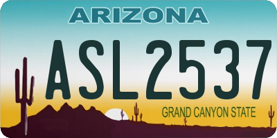 AZ license plate ASL2537