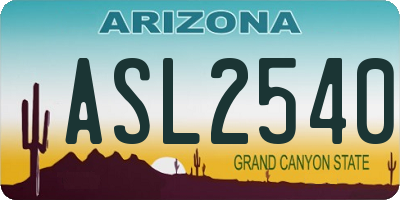 AZ license plate ASL2540