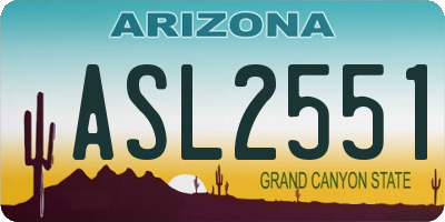 AZ license plate ASL2551