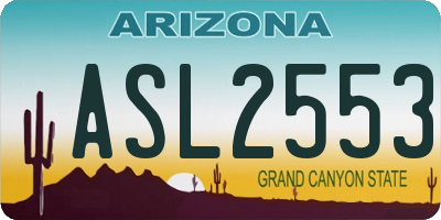 AZ license plate ASL2553