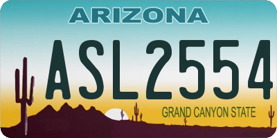 AZ license plate ASL2554