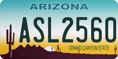 AZ license plate ASL2560