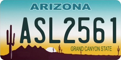 AZ license plate ASL2561