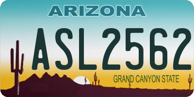 AZ license plate ASL2562