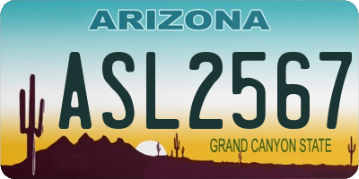 AZ license plate ASL2567