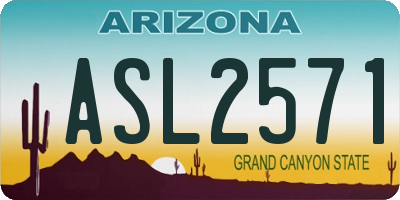 AZ license plate ASL2571