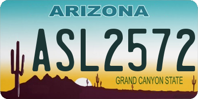 AZ license plate ASL2572