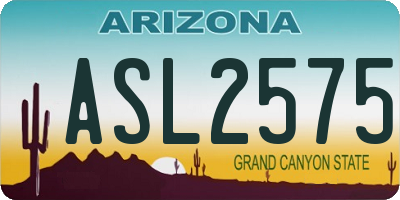 AZ license plate ASL2575