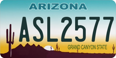AZ license plate ASL2577