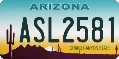 AZ license plate ASL2581
