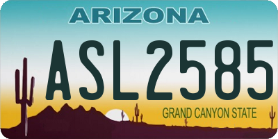 AZ license plate ASL2585